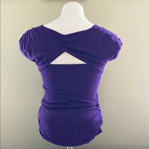 Purple shirt sleeve knit top - Picture 2 of 2